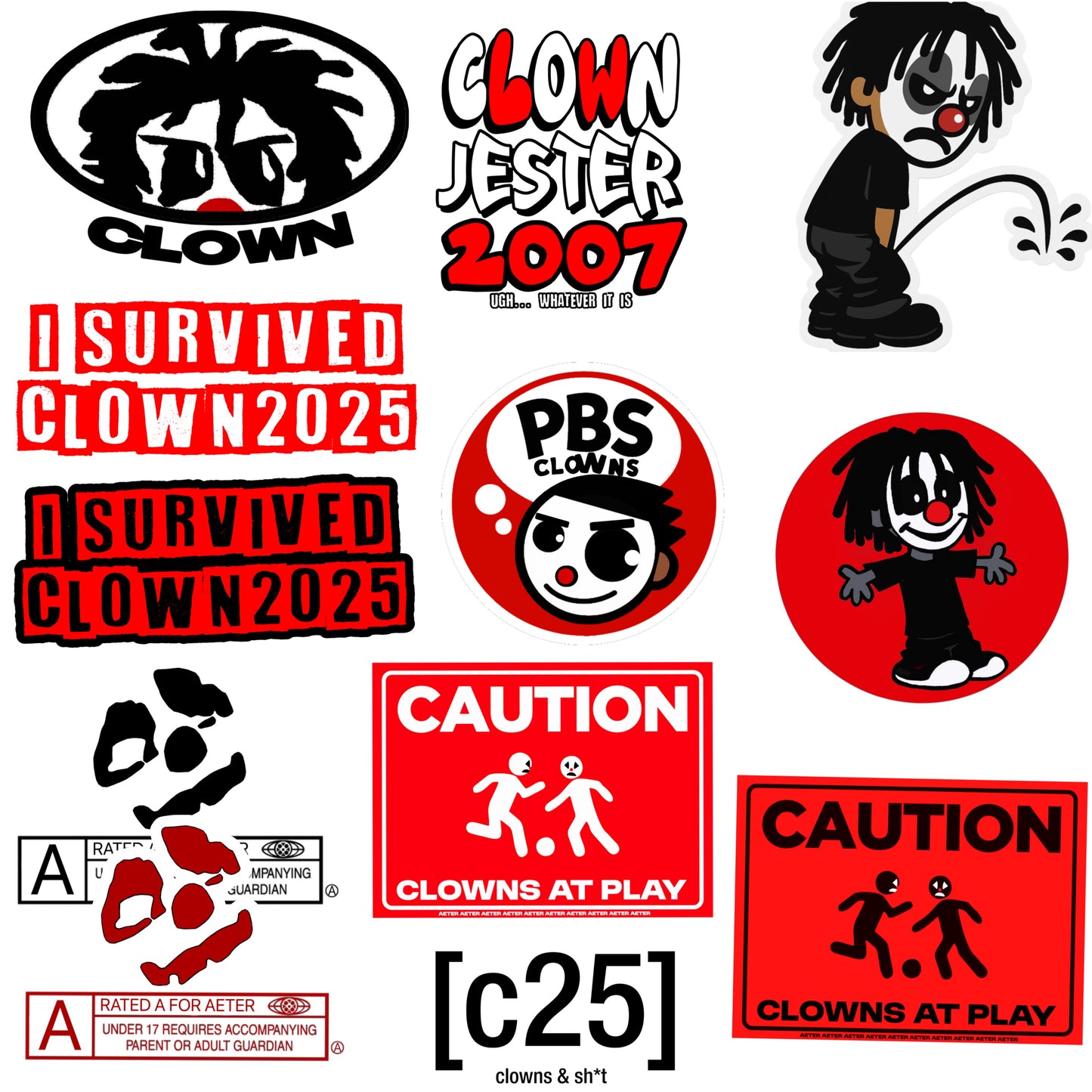 Aeter Clown Stickers (12 Pack)